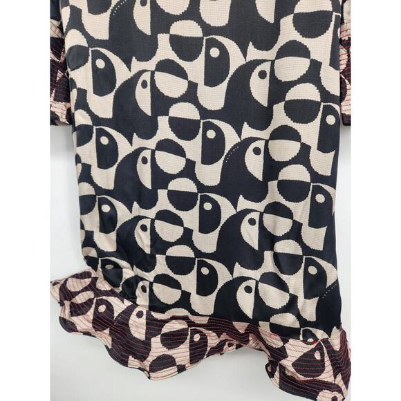 NWT Farm Rio x Anthropologie Geo Toucan Mini Dress Sz S White/Black #G5402 - Picture 5 of 12